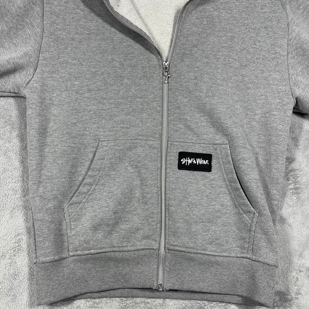Shaka Wear Hoodie Mens Small Gray Streetwear Essentials Full Zip Sweatshirt - Picture 4 of 8